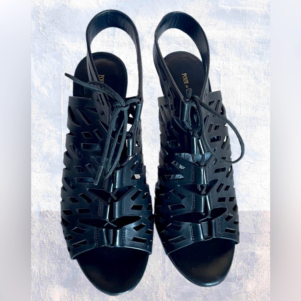 โจ Pour La Victoire Black Yermak Sandals - Italian Leather Glam! โจSize 9 - Picture 5 of 8